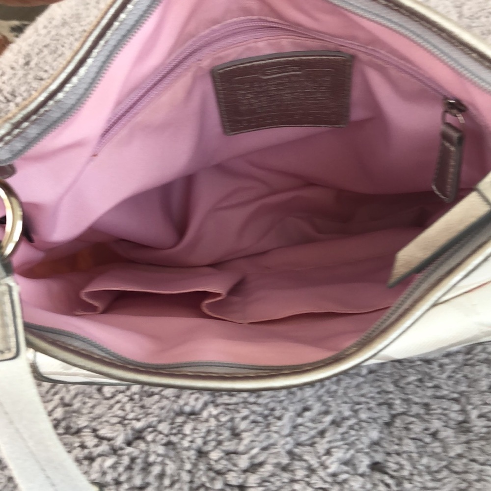 White Coach Signature Fabric Crossbody Handbag - Picture 6 of 9